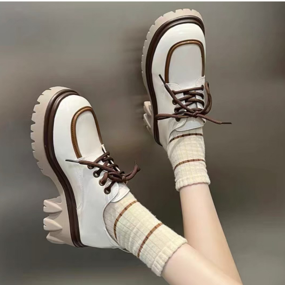 AVANCEID 1882 Heels Sepatu Sneakers Wanita Kerja Docmart Cream Import