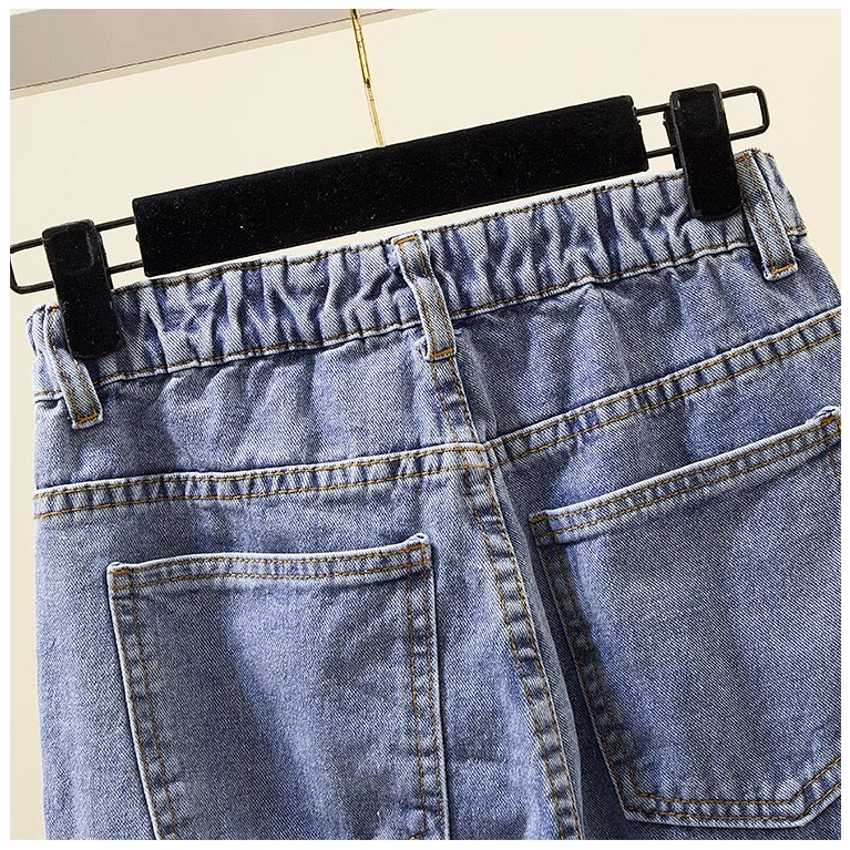 Karet Jeans Hot Sale /Highwaist Straight Loose Celana Jeans Wanita