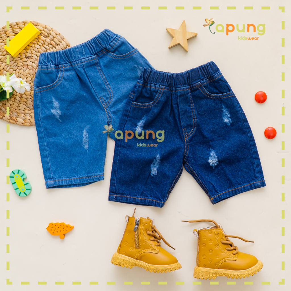 (capung kidswear) Celana Pendek Jeans Ripped Anak Laki-Laki 1-6 tahun