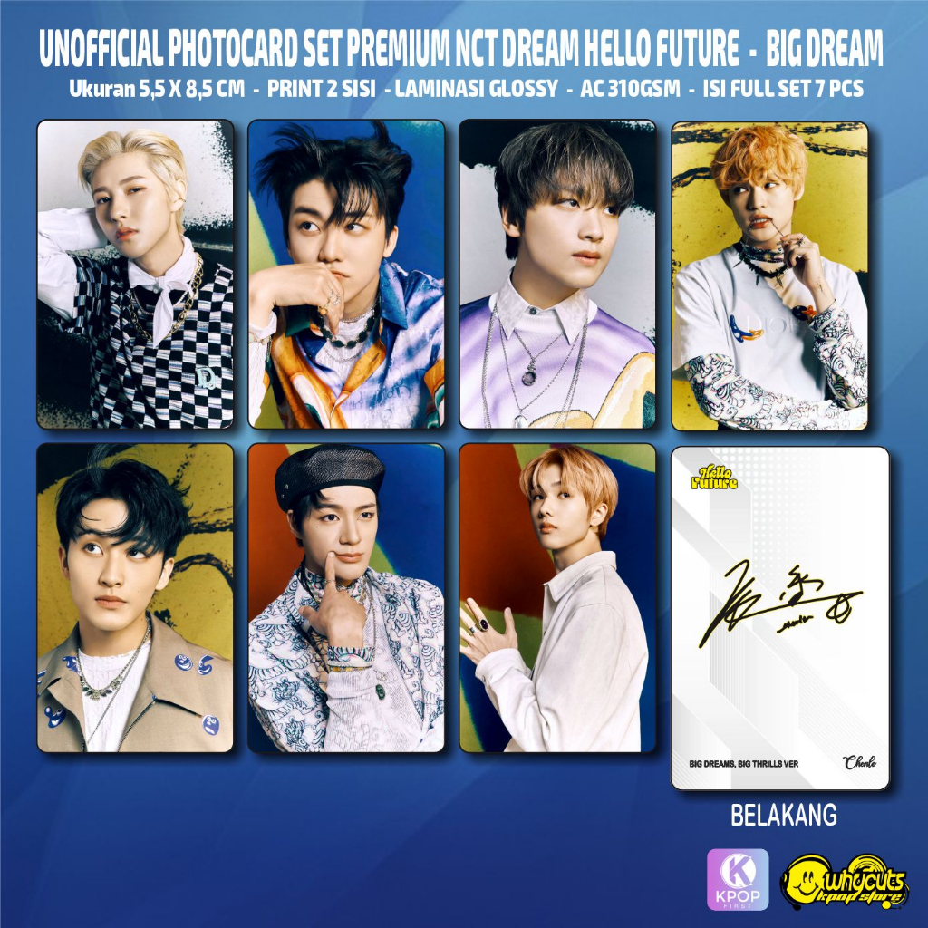 Unofficial Photocard Set NCT DREAM Hello Future / Print 2 sisi / laminasi glossy / anti air / isi 7 pcs