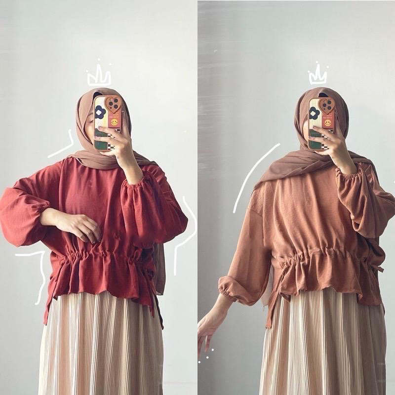 JENIE BLOUSE CRINCLE | BLOUSE SERUT LENGAN KARET CEY AIRFLOW