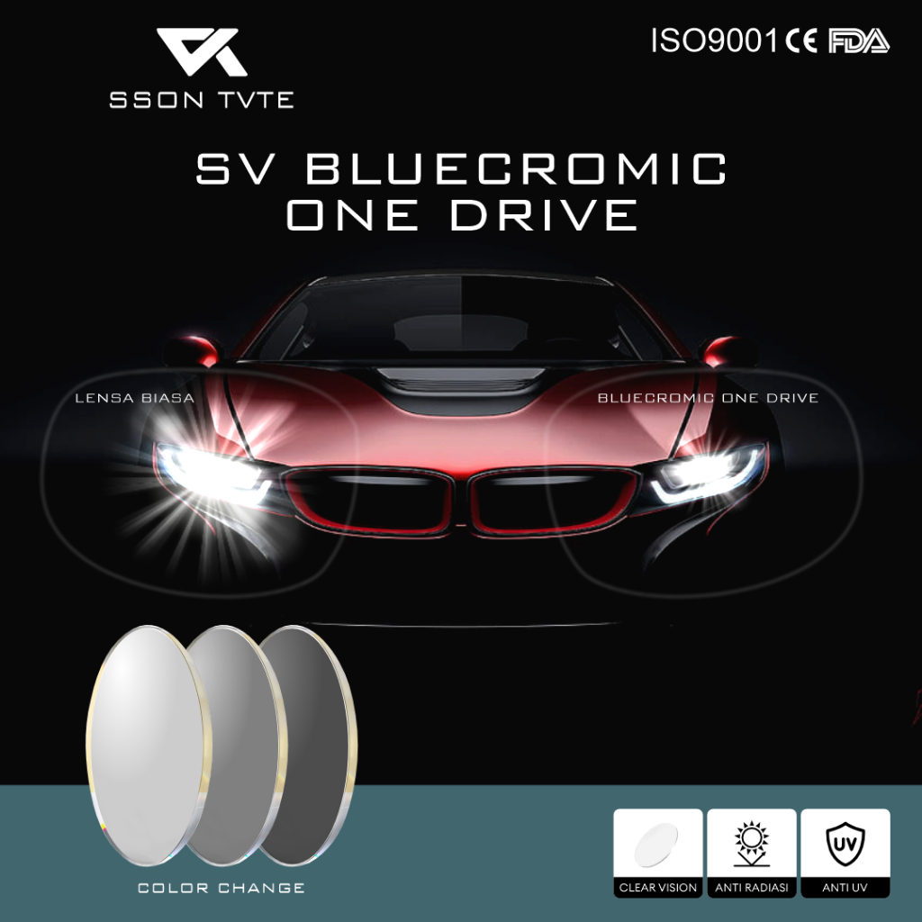 SSON TVTE - Lensa Bluecromic One Drive Lensa Minus Photocromic Blueray Anti Radiasi Silau Pengemudi 