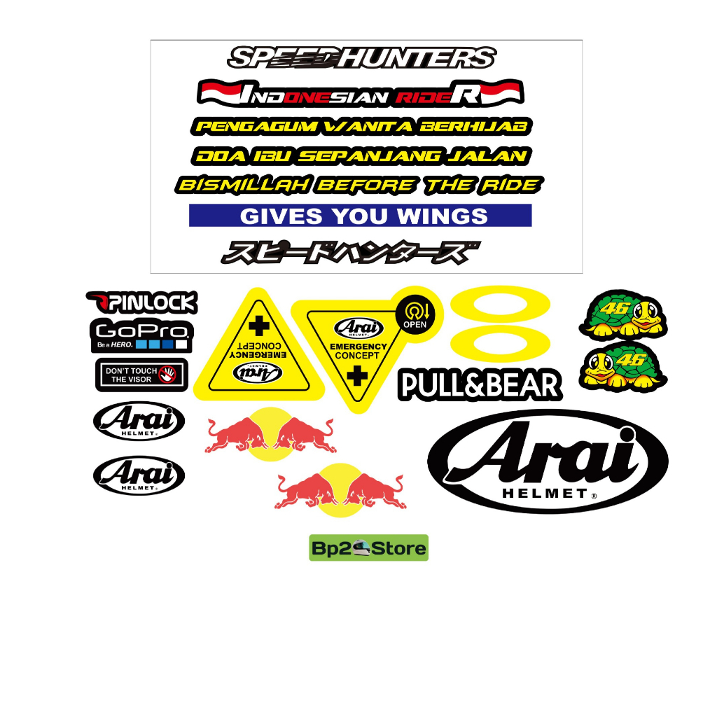 Paket Stiker Helm ARAI / Set Stiker Helm ARAI