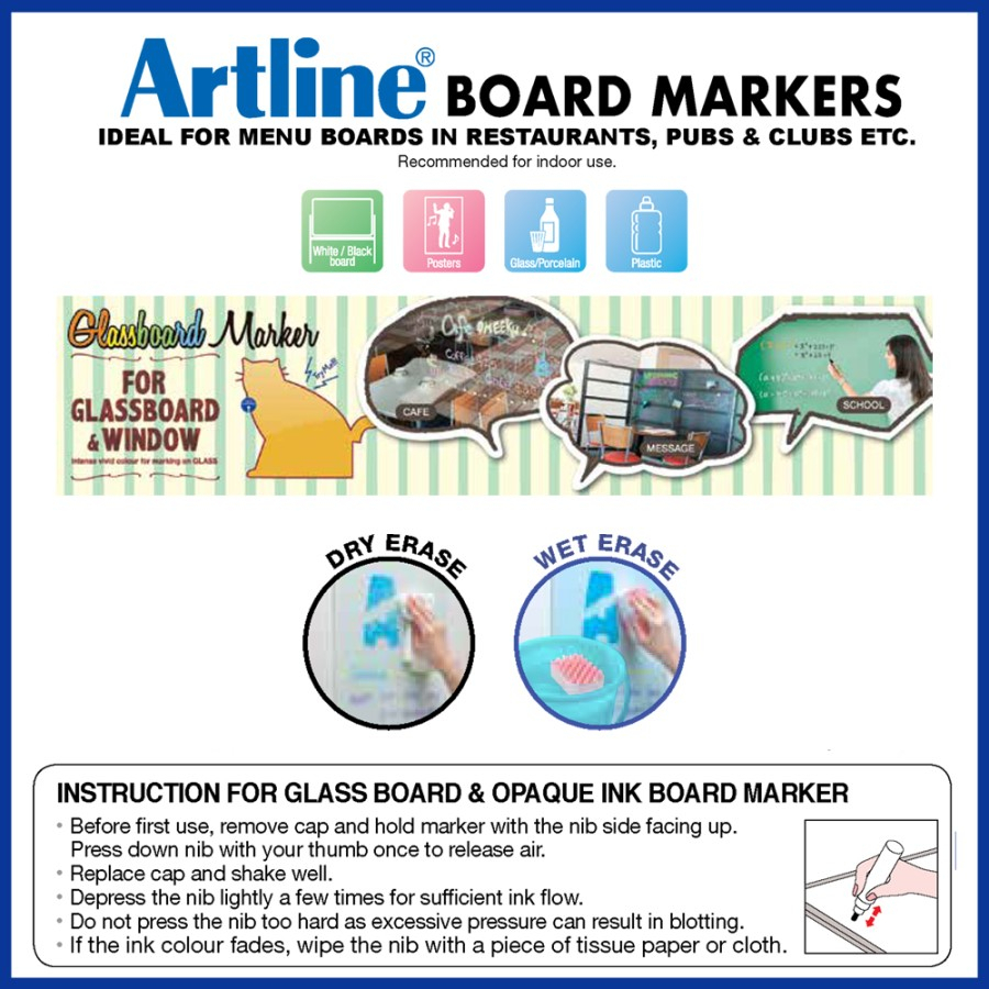 

Artline Spidol Glassboard Marker EPG-4 / Spidol Glassboard Papan Kaca