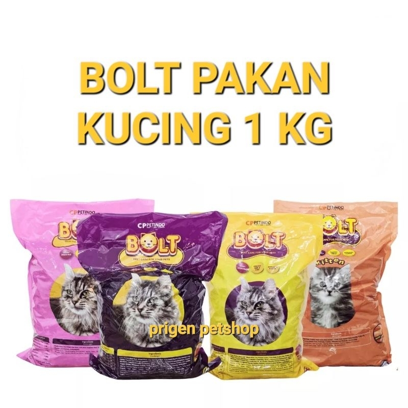 BOLT 1 KG PAKAN/MAKANAN KERING KUCING PENGGEMUK- Makanan Kucing Murah - Pakan Kucing Anggora Persia Kampung Domestik