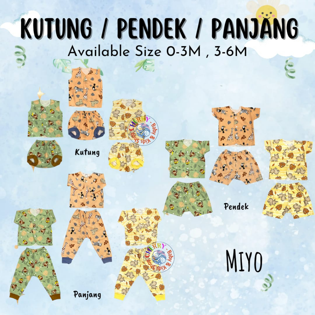 1Pcs Miyo Setelan 0-6 Bulan Pendek Panjang Kutung Newborn / 3-6m Setelan Piyama Bayi CBKS