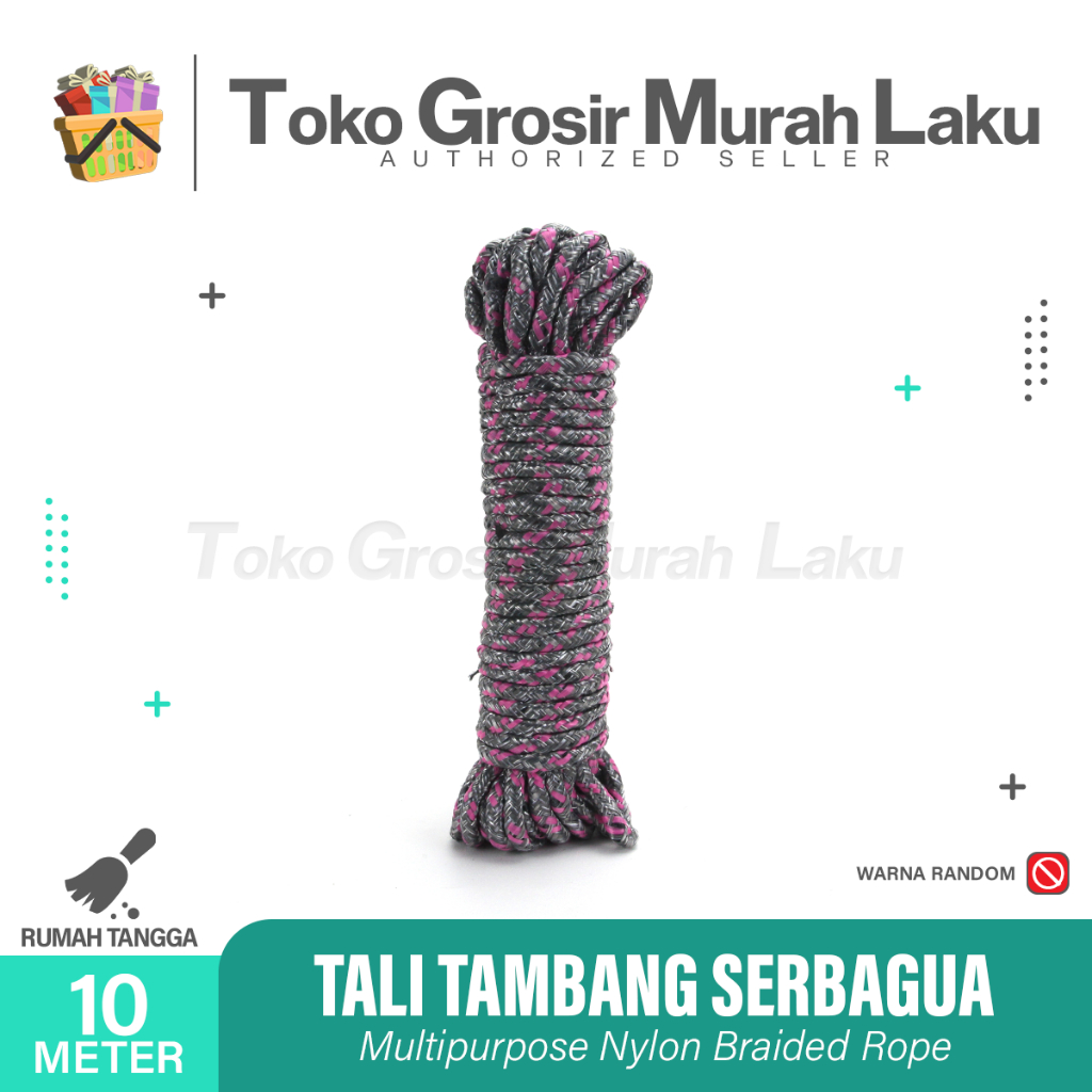 Tali Jemuran Nilon 10 Meter Anti Selip Nylon Warna-i Cantik Kuat Murah