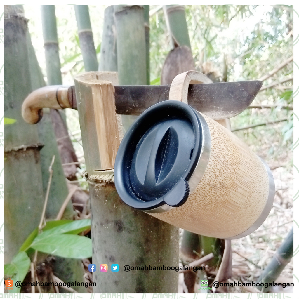 Gelas Cangkir Mug Kopi Bambu Asli Natural Set Kecil Mini Antik Jadul Suvenir Cantik Unik Custom 450 