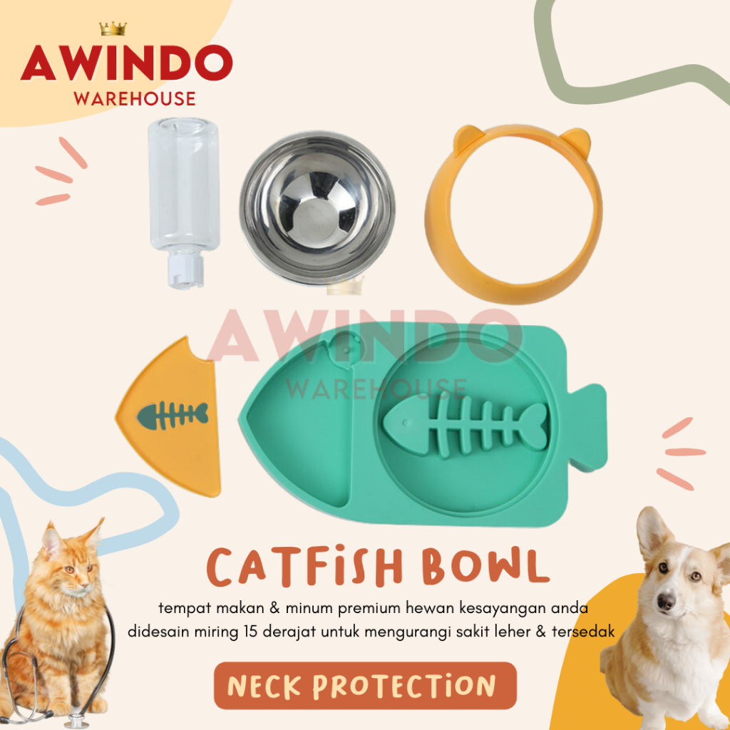 PLATE 24 CATFISH - Premium Tempat Piring Pakan Minum Makan Kucing Anjing Kelinci Pet Feeder Plate