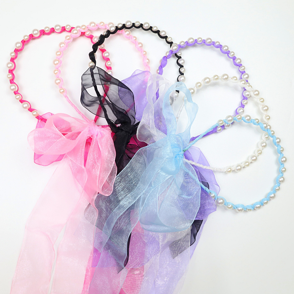 Bando Mutiara Kepang Anak Perempuan / Korea OOTD Aksesoris Ala Princess Bandana Pita Kualitas Import Babycinnamon