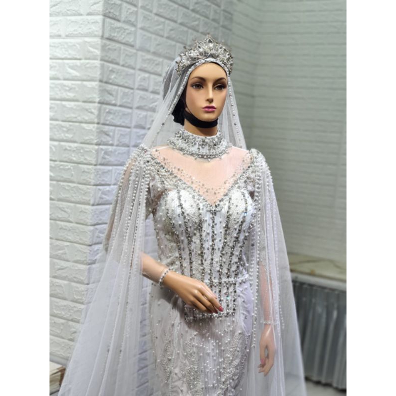 kebaya pengantin akad putih