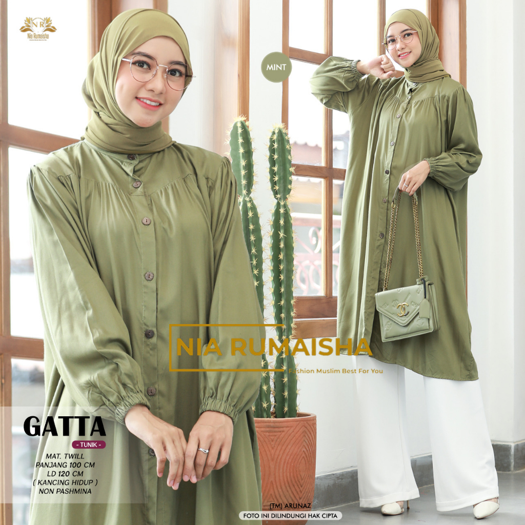 Gatta Tunik Twill Atasan Muslim Wanita Original Produk By Nia Rumaisha
