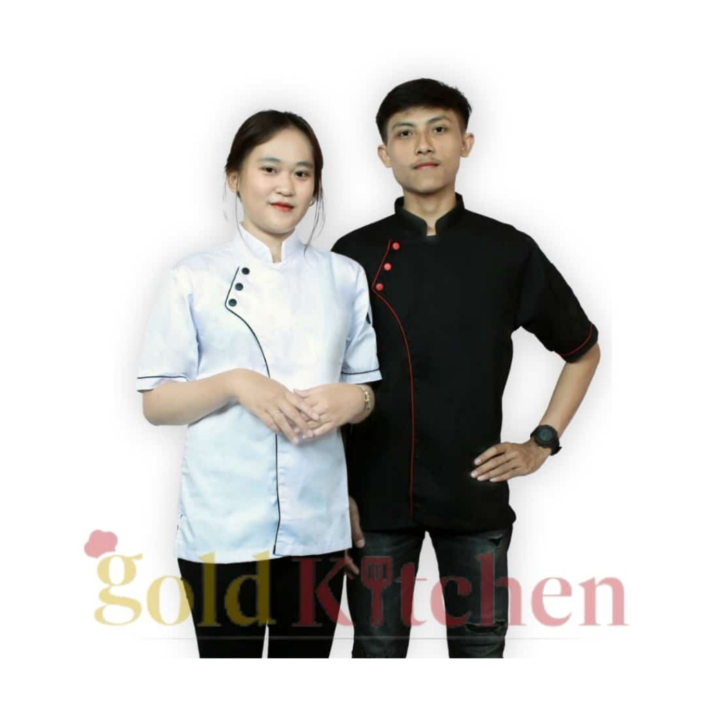 Baju Koki Chef Jacket Seragam Kerja Pria Wanita Lengan Pendek Model Style