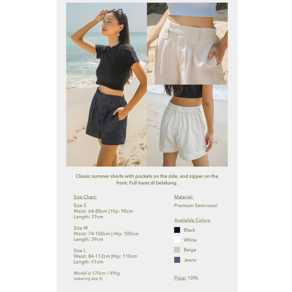 Skye Short ---- Ocha Wear | Basic Summer Shorts | Casual Daily Wear | Celana Pendek Wanita