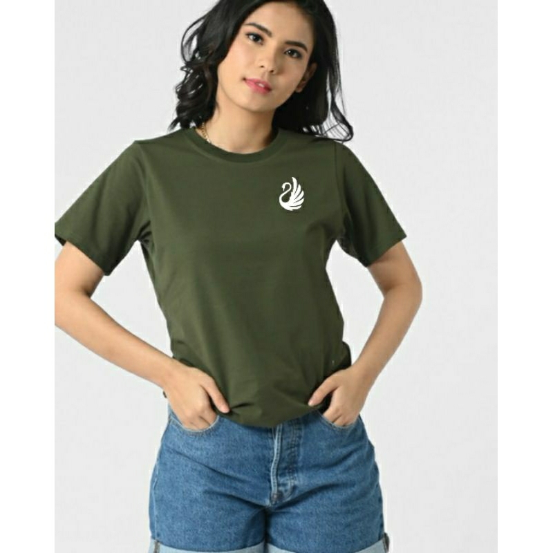 Kaos Oblong wanita logo Swan angsa cute