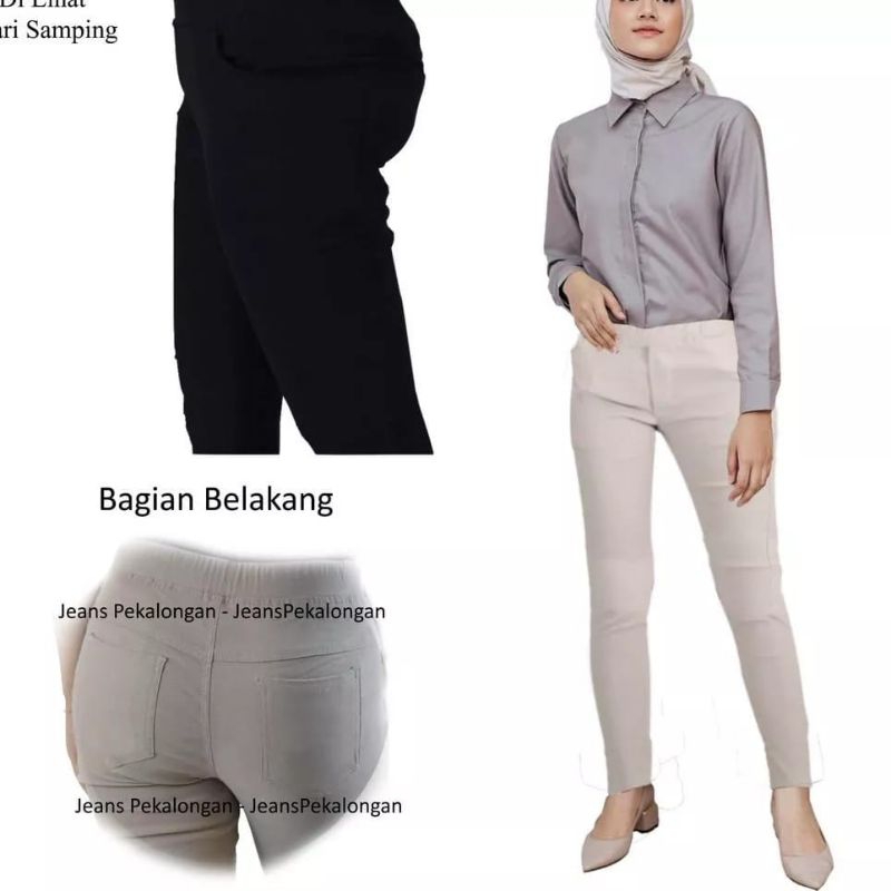 Celana Chino wanita//Celana casual//Celana pensil//Bahan katun kombet Stretch