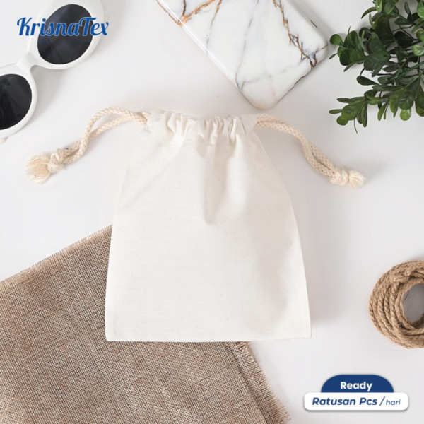 Grosir Pouch Serut Blacu Medium Polos - Kantong Travel Organizer String Bag Limited