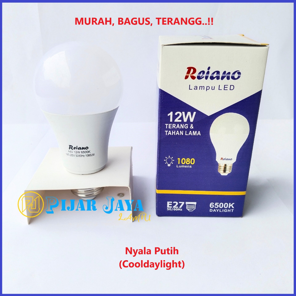 Lampu LED REIANO 12 watt Bohlam LED Rumah 12W Cahaya Putih Terang Murah Bagus