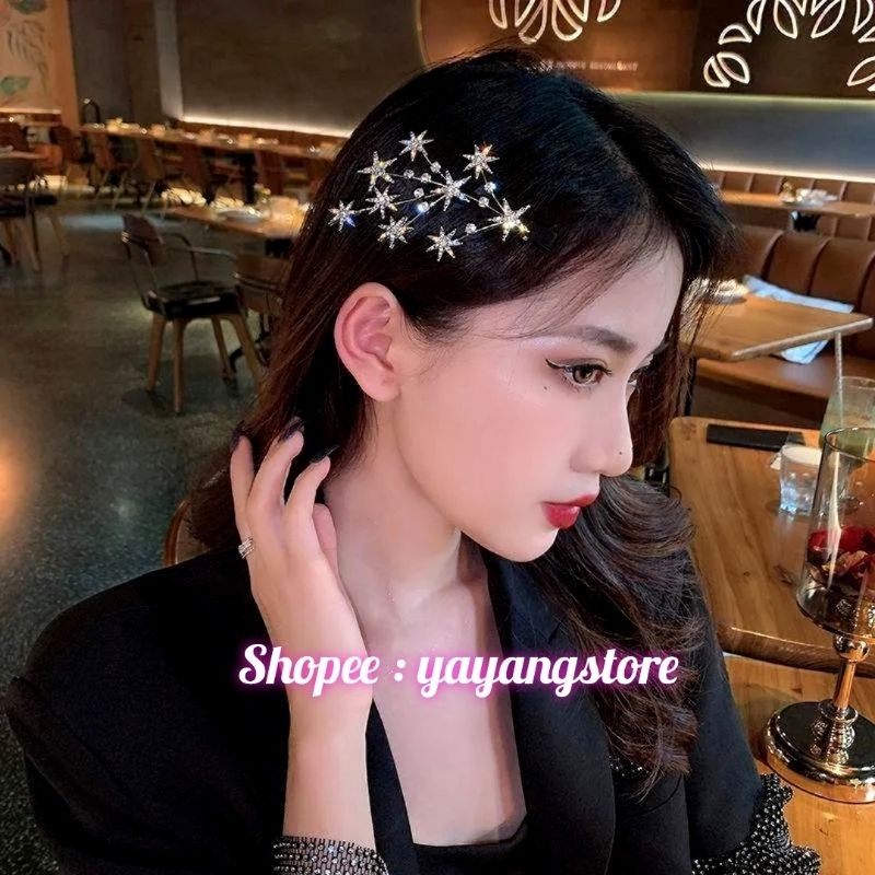 Jepitan / Jepit / klip Pin Rambut / Hair Clip Bintang / Star Wanita / Anak Cewek Cantik Mewah Elegan Cocok Untuk Acara Pesta / Hair Pin Pesta Korea Mewah