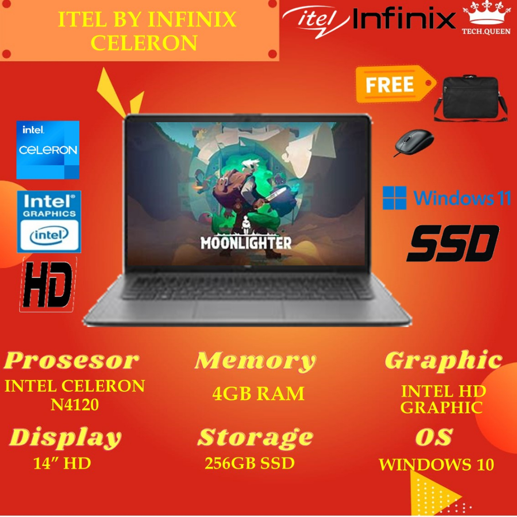 ITEL BY INFINIX - CELERON 4GB 256SSD WINDOWS 14.0 INCHI