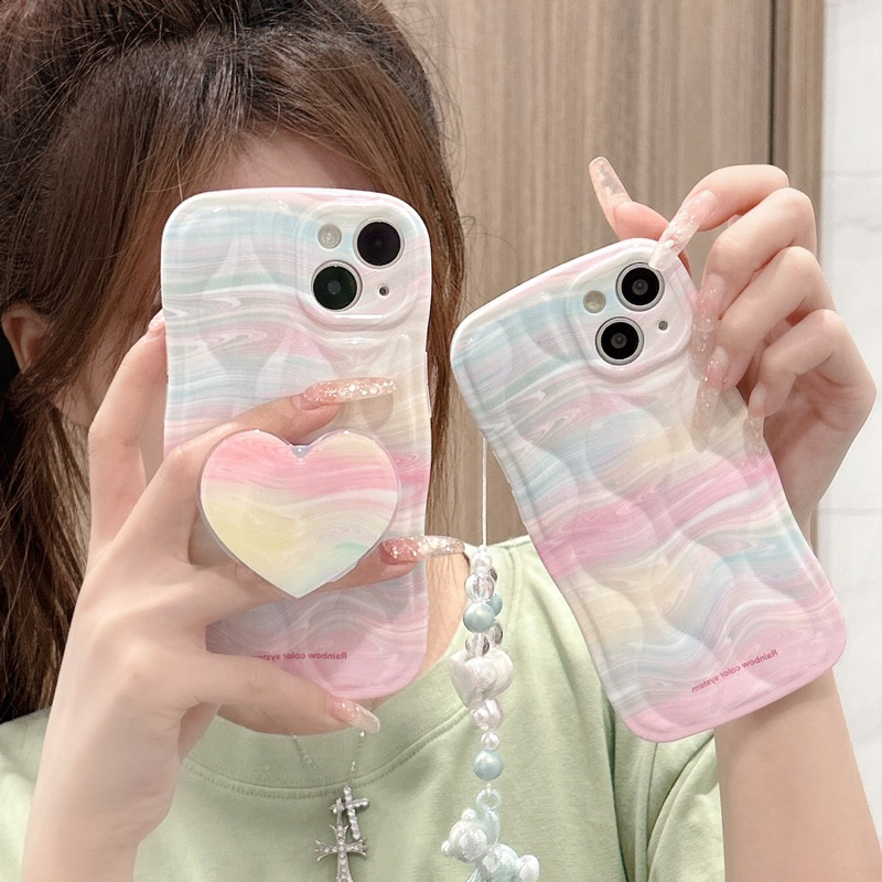 Milky Rainbow Heart Softcase Casing Case HP Lucu iphone XS XS Max XR 11 Pro Max 12 Pro Max 13 Pro Max 14 Pro Max