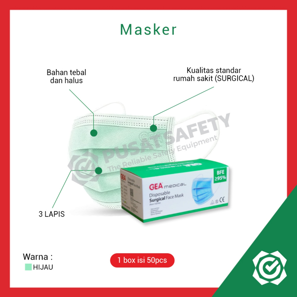 Masker Surgical Face Mask 3 Ply Ear Loop isi 50 pcs