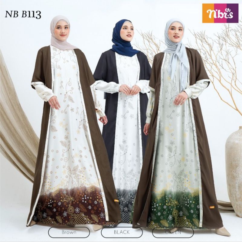 Nab B113 Gamis Nibras Terbaru N'BRS Original Material Armani Satin mix Jamaica