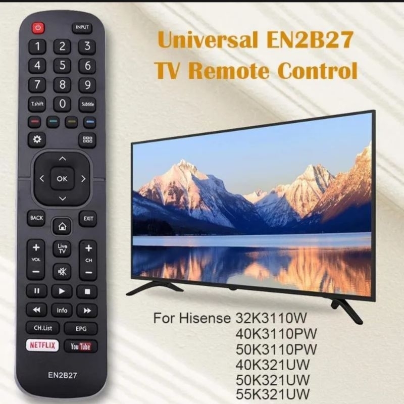 REMOTE REMOT TV LCD LED HISENSE EN2B27 SMART TV NETFLIX YOUTUBE
