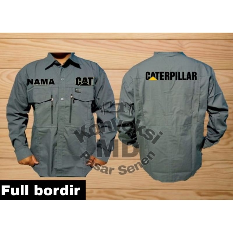 kemeja taktikal Caterpillar lengan panjang full bordir/seragam taktikal lengan panjang full bordir C