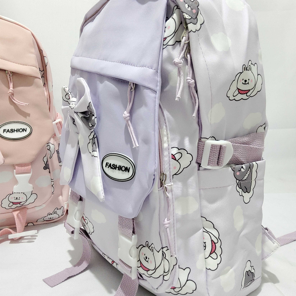 Ransel Sekolah SD SMP SMA Import Tas Anak Perempuan Model Korea Motif Pita 3067