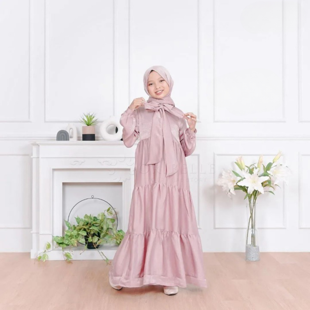 Bajurancak Baju Gamis Anak Tanggung Perempuan Terbagus Kekinian 2023 Usia 10 11 12 13 Tahun Melody Dress Pakaiam Muslim Anak Perempuan Terbaru Bahan Santorini Silk Baju Muslim anak Cewek Kekinian Fashion anak