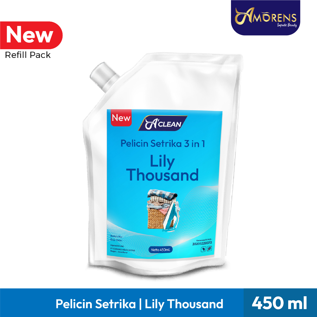 Pelicin Setrika Pakaian 3 in 1 Refill Pack 450 ml / Pengharum dan Pelembut Pakaian &amp; Laundry [450ml]