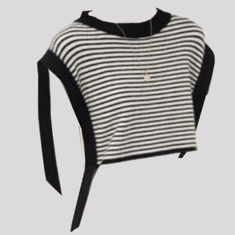 SweaterRajutCropWanita Strip#cropWanita#SweaterCropHitam,Hijau,Nila,Cream#AtasanWanitaPremium#