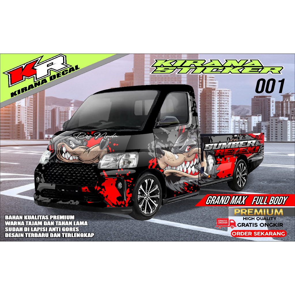 STIKER DECAL  MOBIL GRAND MAX  PICK UP FULLBODY VARIASI KODE KIRANA 001