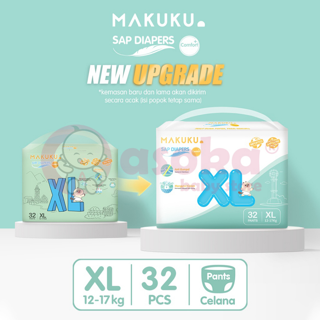 MAKUKU SAP Diapers Comfort+ Tape / Pants NB28 S36 L32 Xl32 XXL28 - Popok Bayi ASOKA