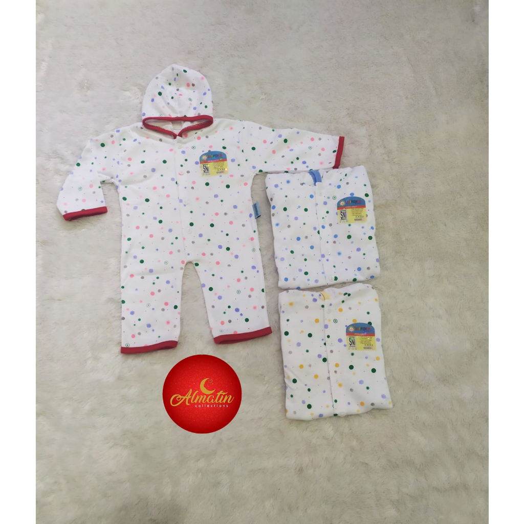 3Pc Sleepsuit Bayi Buka Kaki Baju Kodok Bayi Piyama Baju Tidur 0-8bln/ Jumper Baju Bayi Dapat 3 Stel