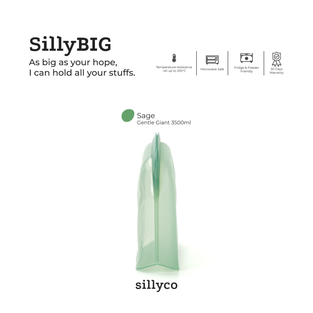 Sillyco - SillyBIG Gentle Giant - Standing Reusable Silicone Food Storage - Sillybag / Sillyup / Silly Up / SillyBig/ Penyimpanan Pompa Asi