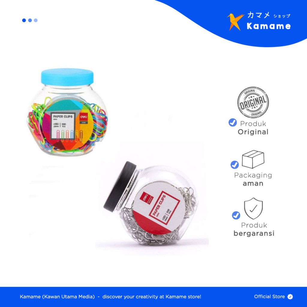 

Deli Paper Clips - Klip Kertas Warna Warni / Perak - 0052/0053X - Kamame