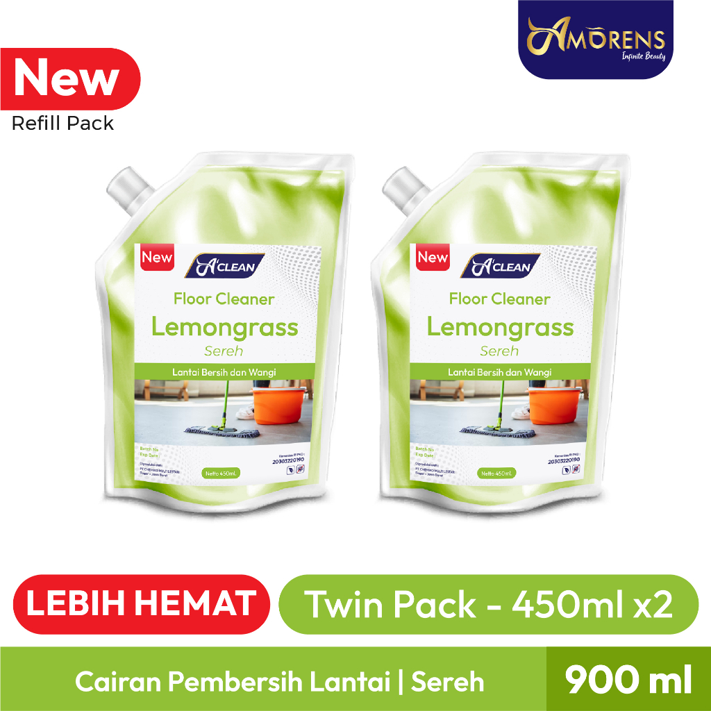 [Twin Pack] PROMO Pembersih Lantai Antibacterial Refill Pack 2x 450ml / FLOOR CLEANER Amorens [450 ml]