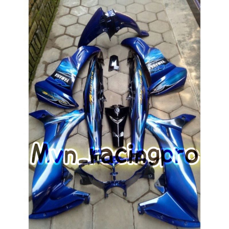 Paket murah  Cover body full set halus + strip YAMAHA JUPITER Z NEW BURHAN warna biru hitam Kualitas