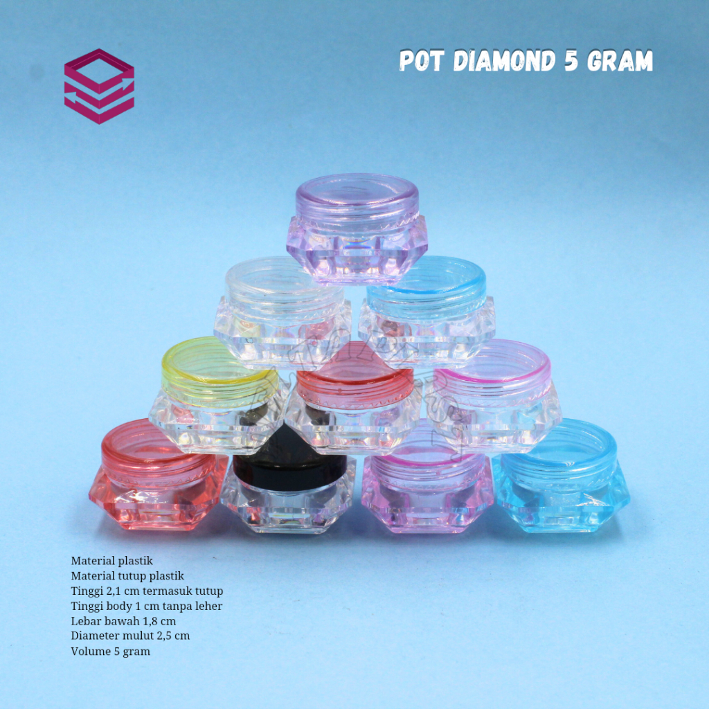 Pot Jar Cream Diamond 5 gram / Pot Cream 5 gram Varian Warna