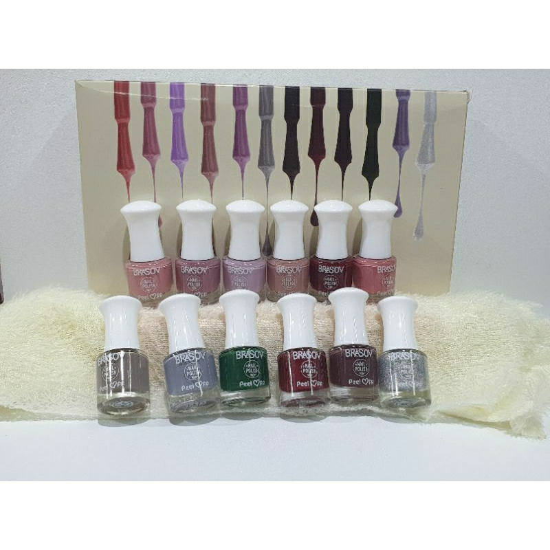 Cat Kuku Kupas / BRASOV Kutek 12 Pcs 9 ML Nail Polish Peel Off 2.0 BPOM Kutex Muslimah