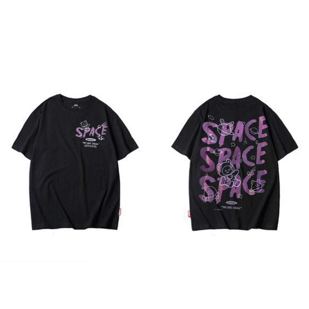 Kaos Pria Atasan Pria Oversize - Tshirt Tulisan Space - Kaos Oblong  Warna Hitam Pakai an (Pria&amp;Wanita)