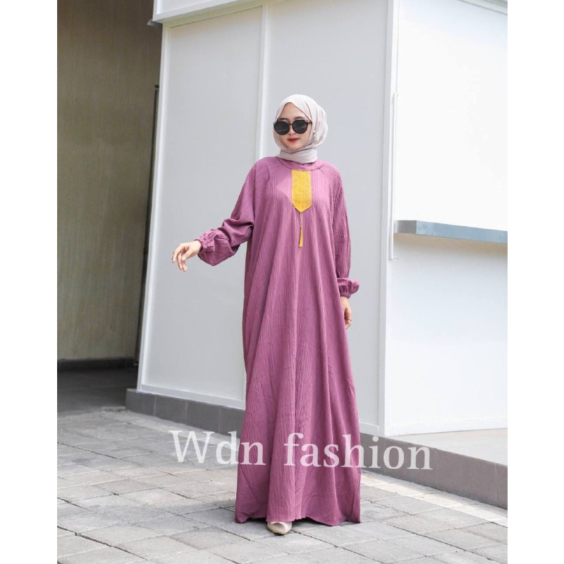 DRESS LADYRA LADY CRUSH IMPORT LD110 ALLSIZE / GAMIS DRESS MUSLIM BAHAN LADY CRUSH RESLETING BELAKANG LENGAN KARET / GAMIS POLOS ALLSIZE TERBARU