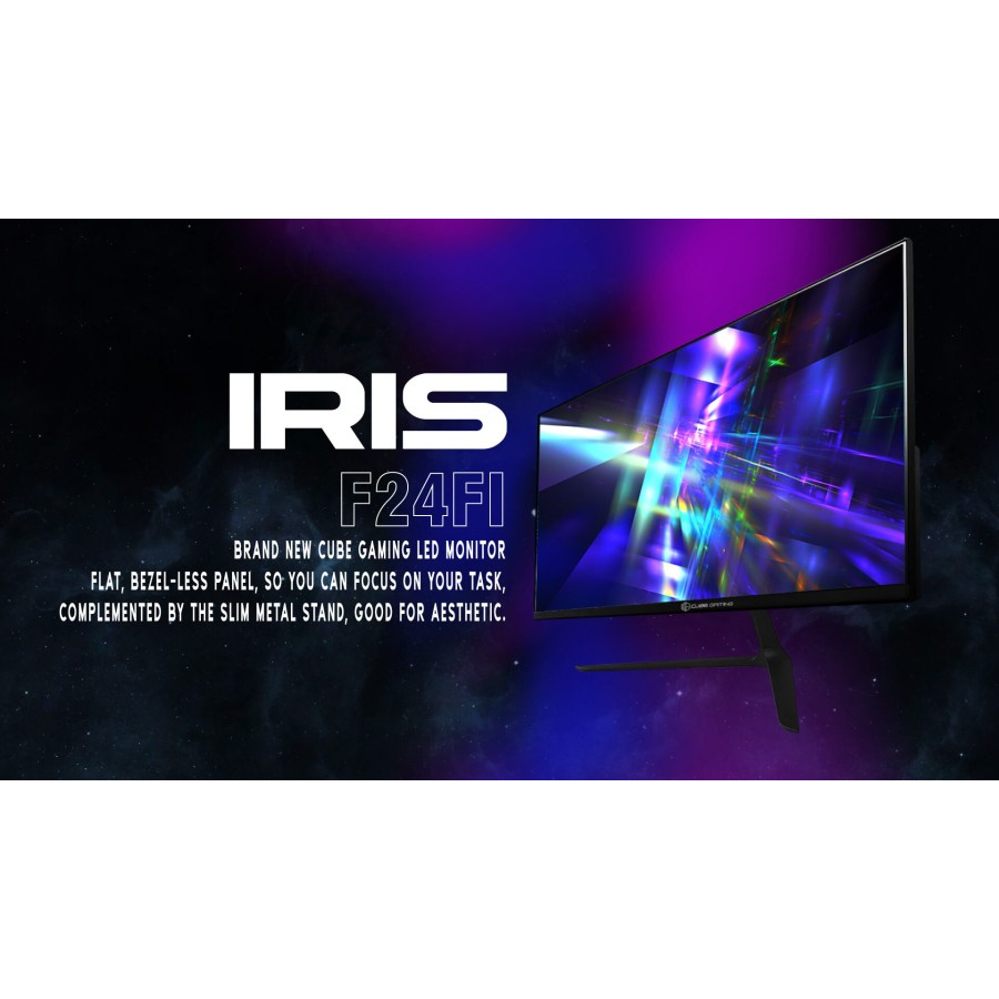 Monitor CUBE GAMING IRIS 23.8&quot; F24FI FHD IPS Frameless Design 75Hz