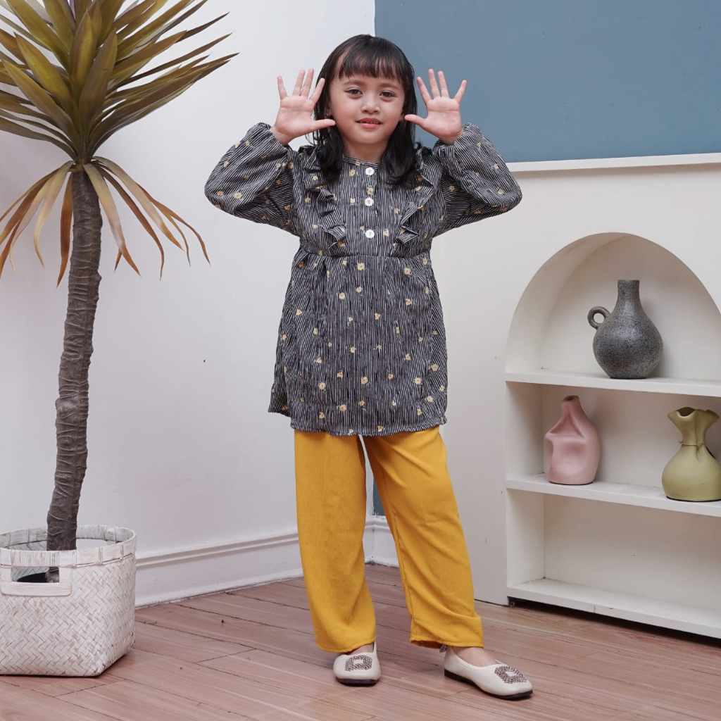 Setelan crinkle airflow anak 3-8 tahun/one set anak perempuan