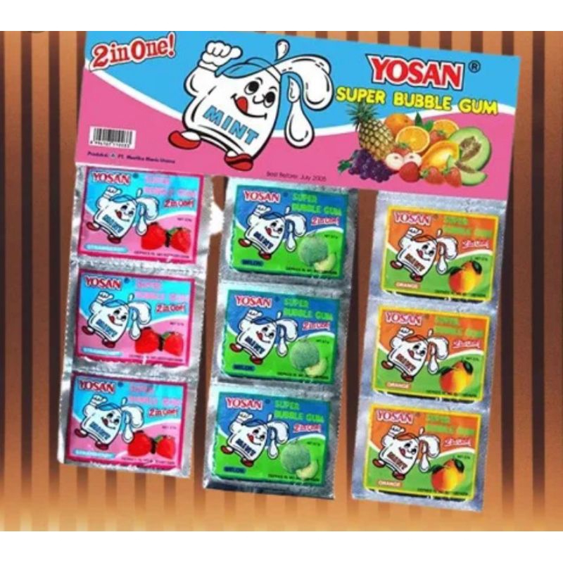 

Yosan Bubble Gum 2in1 Renceng (isi 24pcs) permen karet jadoel BPOM