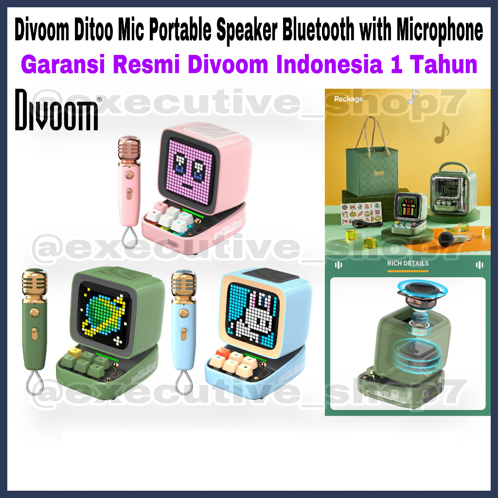 Divoom Ditoo Mic Portable Speaker Bluetooh with Microphone Garansi Resmi Divoom Indonesia 1 Tahun