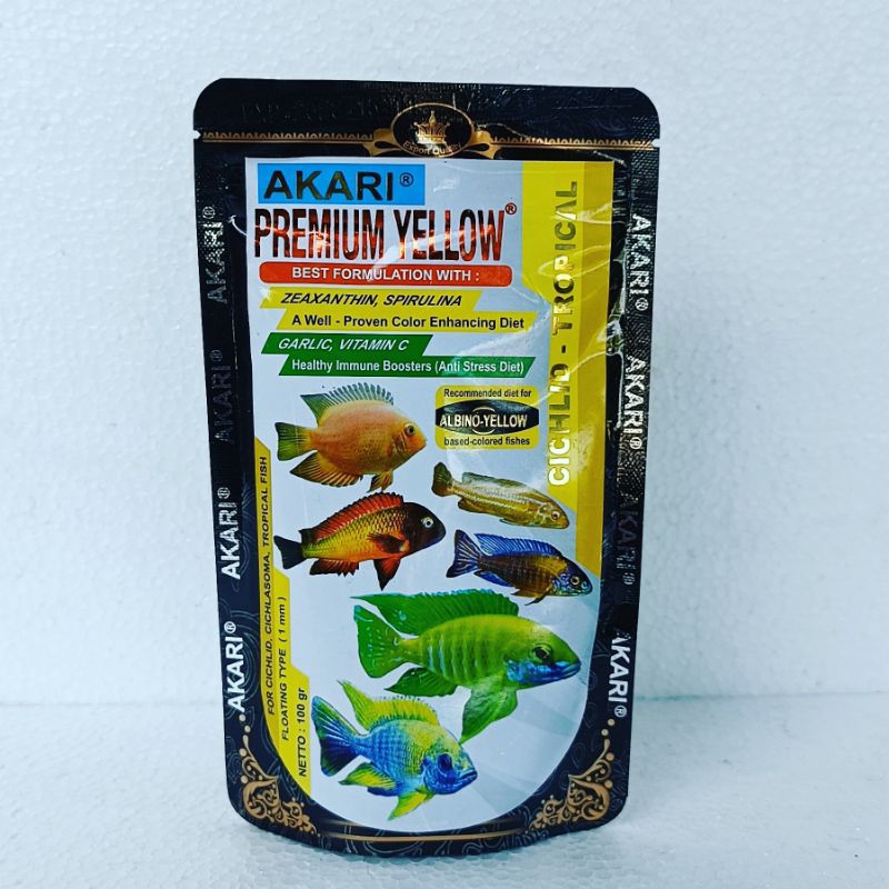 AKARI PREMIUM YELLOW 100 Gram pakan ikan hias colour booster peningkat warna ikan aquarium akuarium