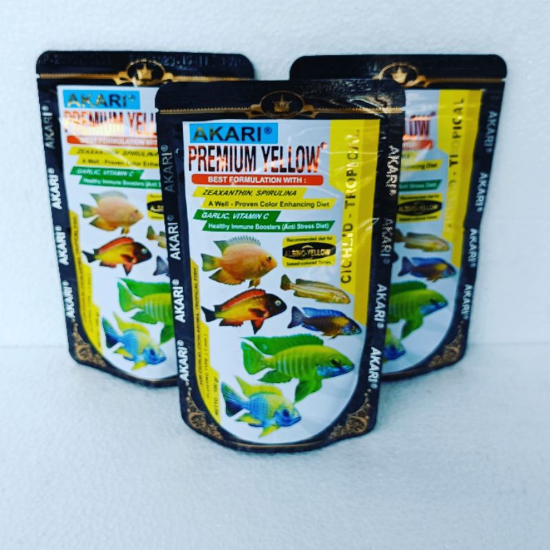 AKARI PREMIUM YELLOW 100 Gram pakan ikan hias colour booster peningkat warna ikan aquarium akuarium